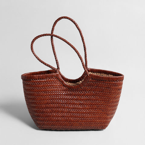 Handwoven Leather Herringbone Basket Tote Bag – Artisan Crafted