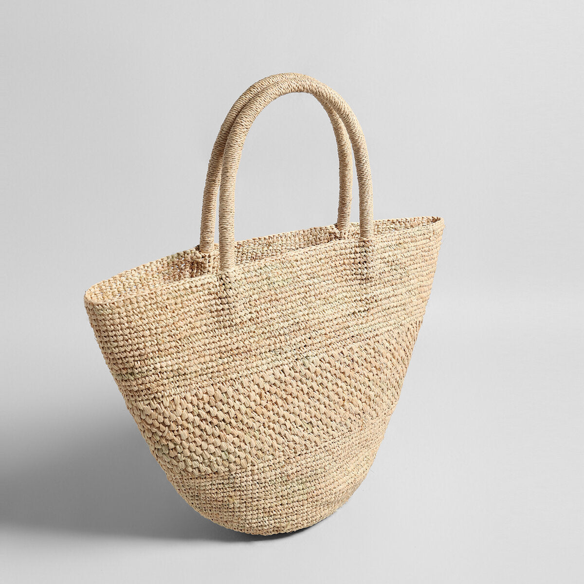 Handwoven Raffia Half-Moon Basket Tote Bag – Large Capacity Beach Market Carryall