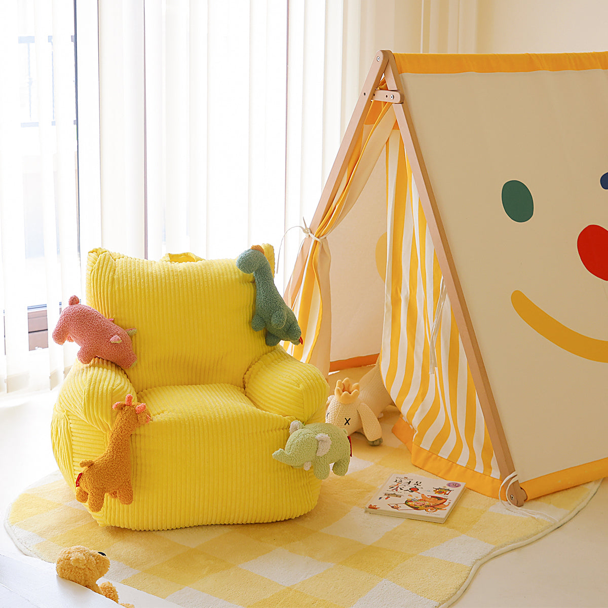 happy dream comfortable bean bag chair yellow 2