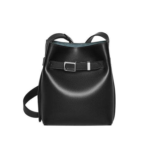 Harper Leather Belt Accent Bucket Crossbody Bag