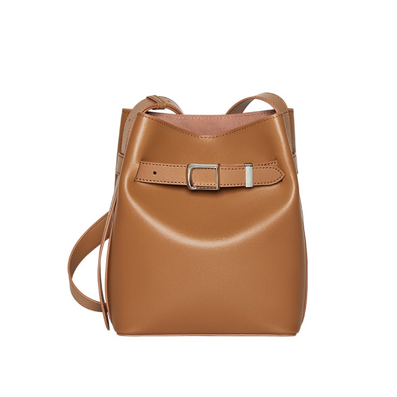 Harper Leather Belt Accent Bucket Crossbody Bag