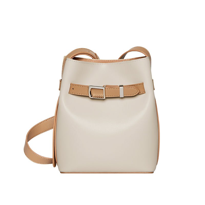 Harper Leather Belt Accent Bucket Crossbody Bag