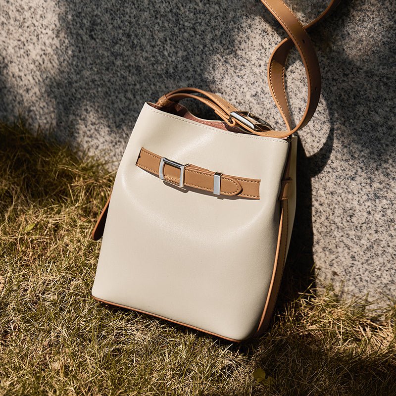 Harper Leather Belt Accent Bucket Crossbody Bag