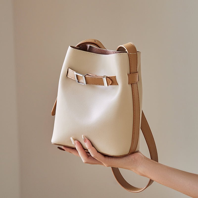 Harper Leather Belt Accent Bucket Crossbody Bag