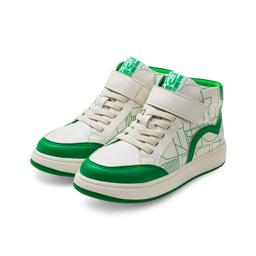 haus soft sole kids high top sneakers all green 2