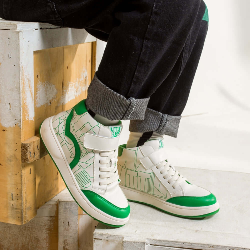 haus soft sole kids high top sneakers all green 6