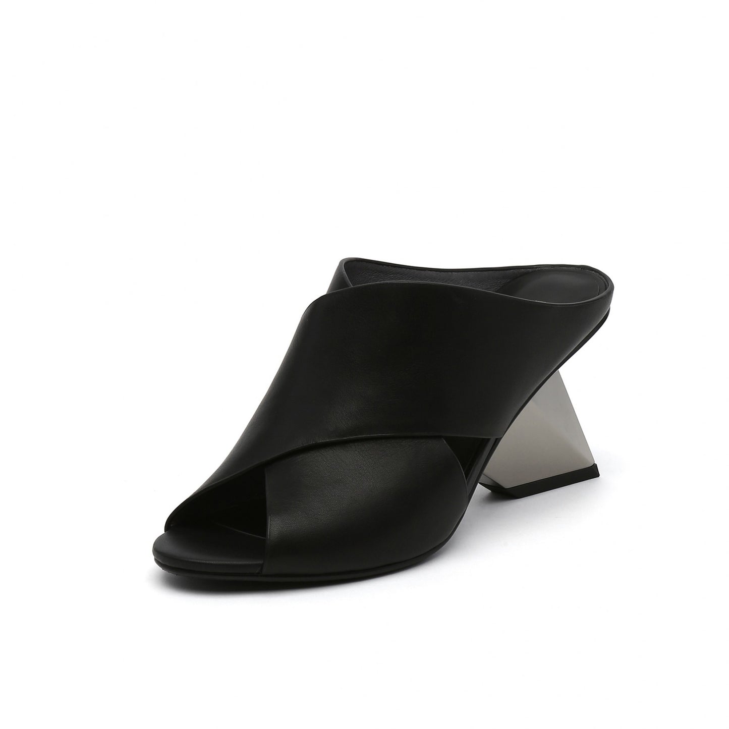 haute criss cross open toe sandals all black 2