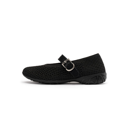 Heart Cutout Breathable Mesh Mary Jane Wedges – Pointed Toe Knit Work Shoes
