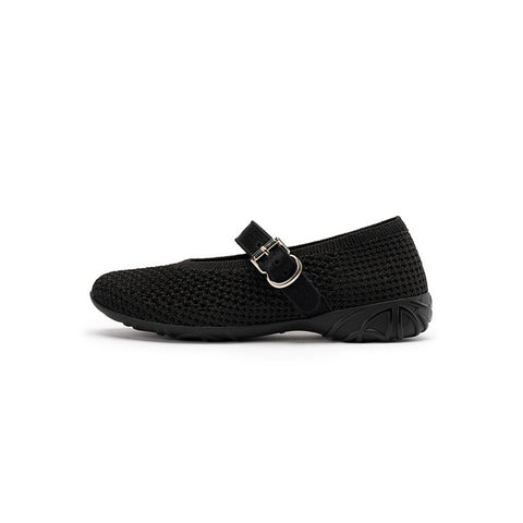 Heart Cutout Breathable Mesh Mary Jane Wedges – Pointed Toe Knit Work Shoes