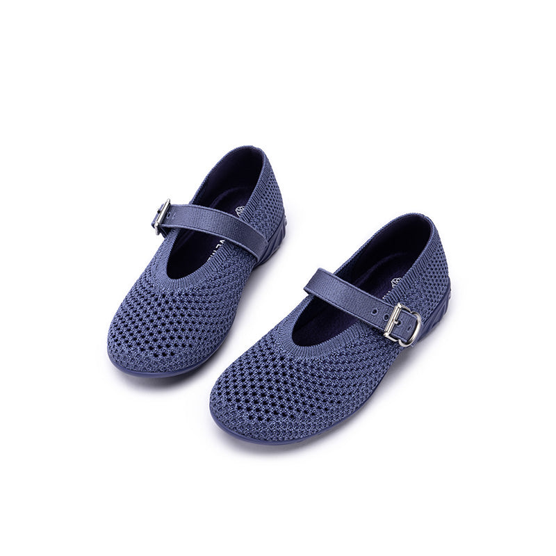 Heart Cutout Breathable Mesh Mary Jane Wedges – Pointed Toe Knit Work Shoes