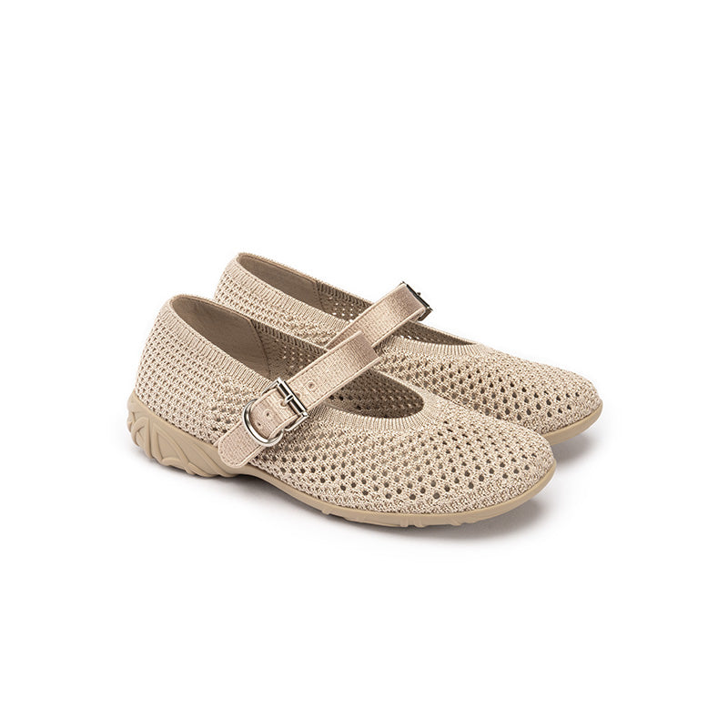 Heart Cutout Breathable Mesh Mary Jane Wedges – Pointed Toe Knit Work Shoes