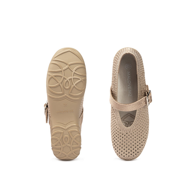 Heart Cutout Breathable Mesh Mary Jane Wedges – Pointed Toe Knit Work Shoes