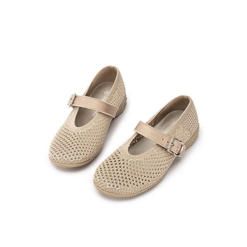 Heart Cutout Breathable Mesh Mary Jane Wedges – Pointed Toe Knit Work Shoes
