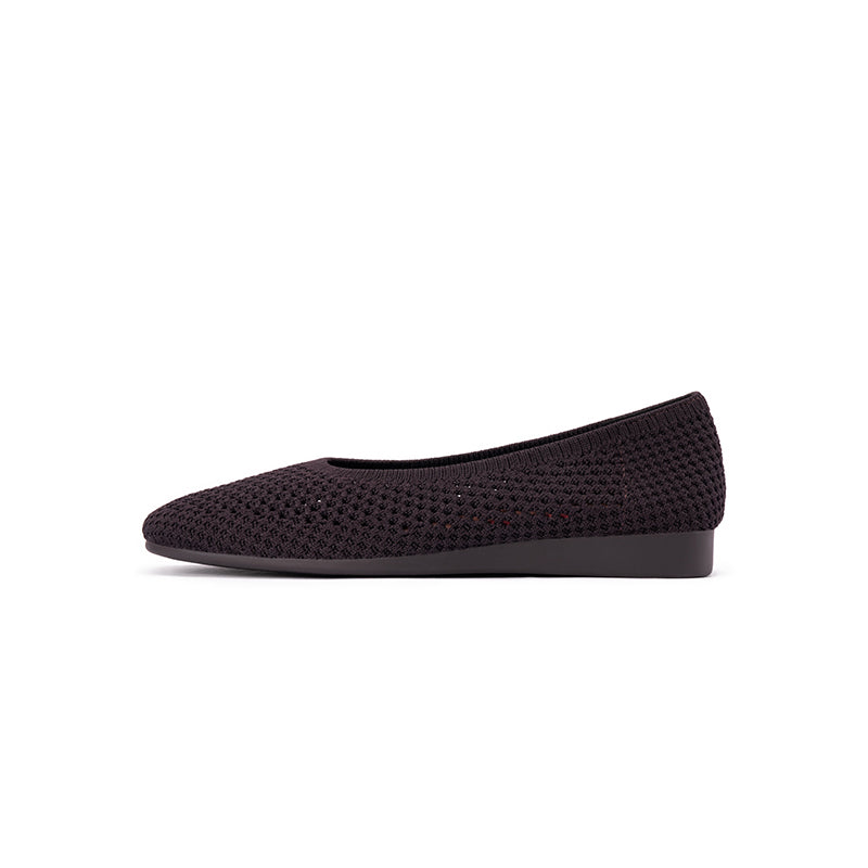 Heart Mesh Knit Square Toe Wedge Flats – Washable Breathable Work Shoes
