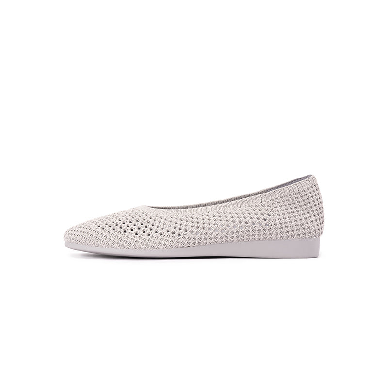 Heart Mesh Knit Square Toe Wedge Flats – Washable Breathable Work Shoes