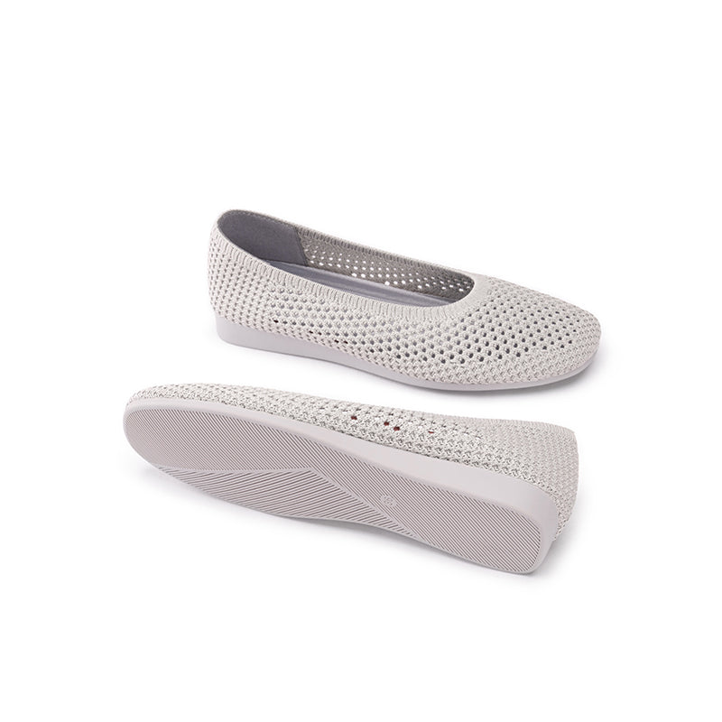 Heart Mesh Knit Square Toe Wedge Flats – Washable Breathable Work Shoes