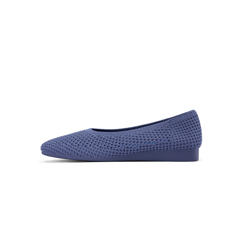 Heart Mesh Knit Square Toe Wedge Flats – Washable Breathable Work Shoes