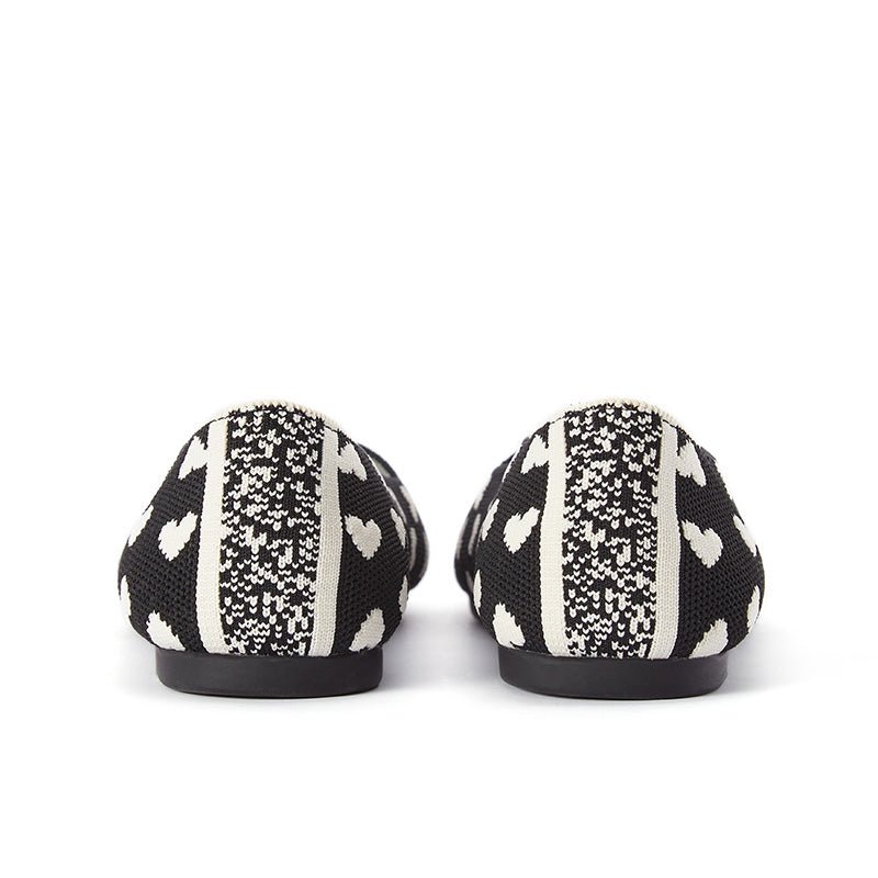 Heart Print Pointed Toe Comfortable Flats - 0cm