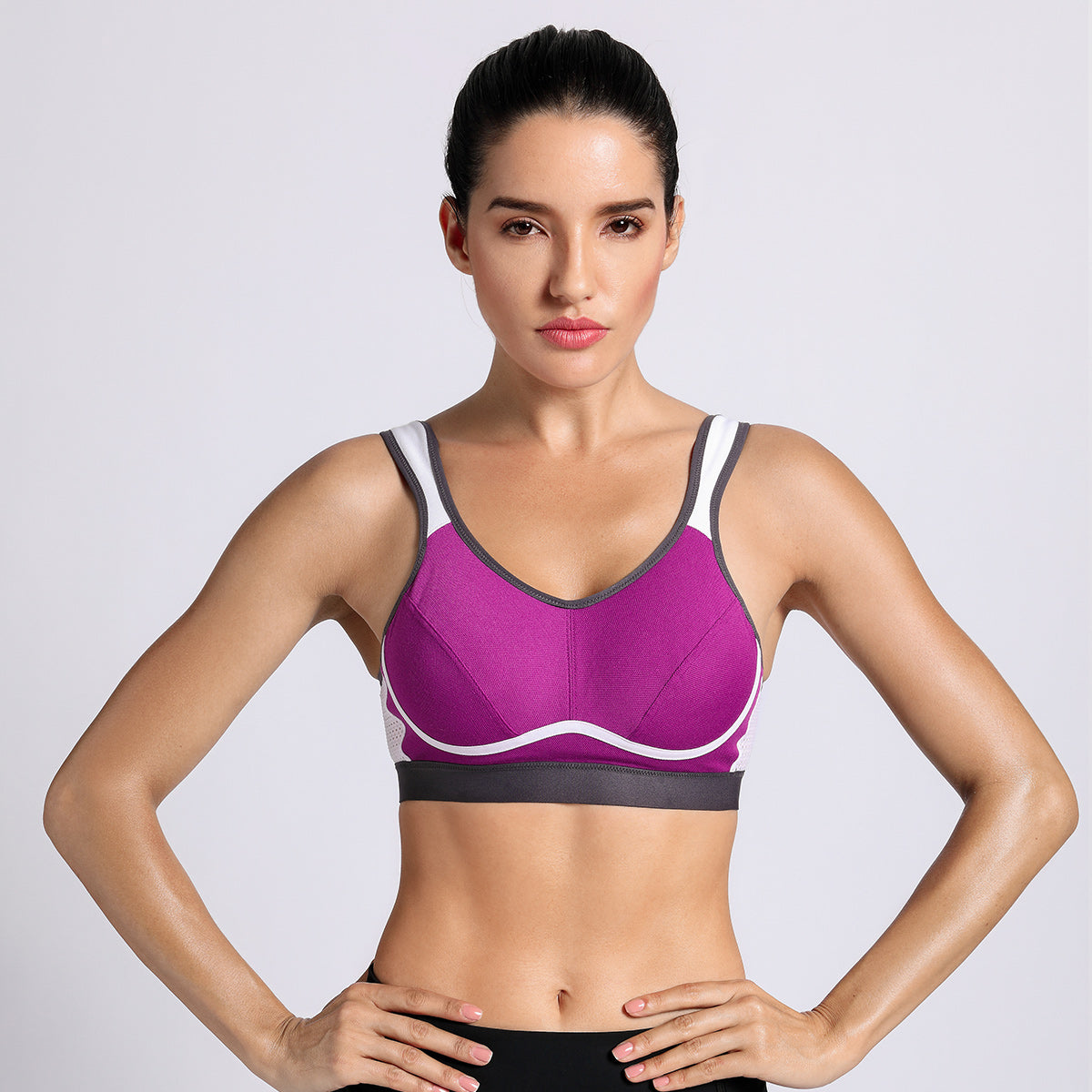 high impact bounce control wireless workout sports bra all purple 1