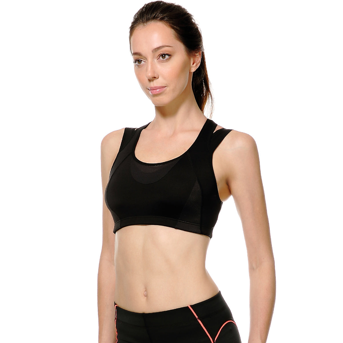 high impact full support wireless running bra all black 2
