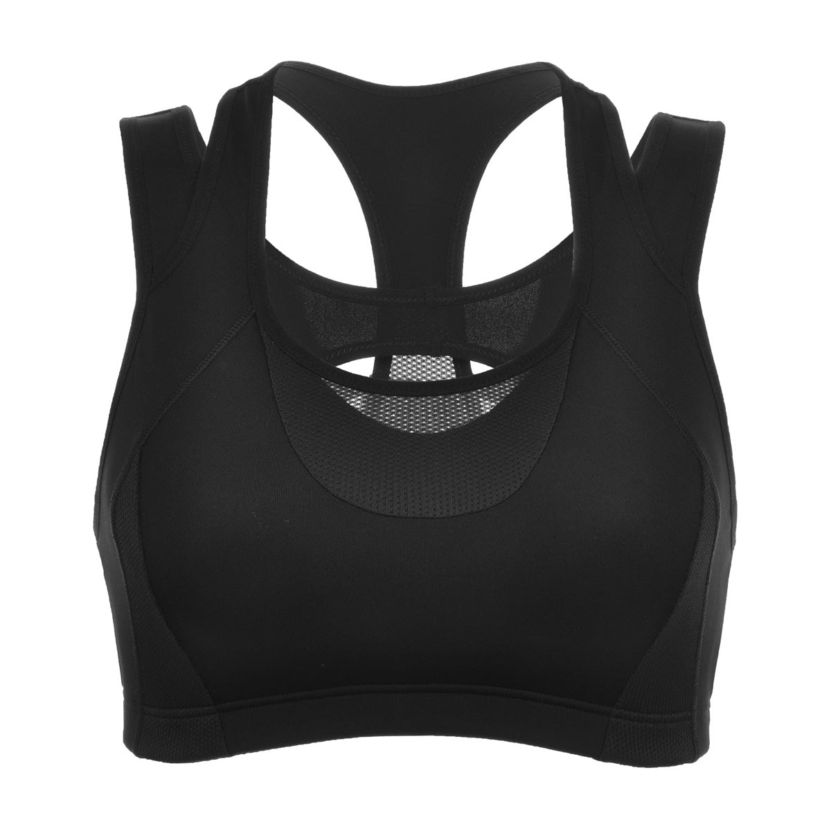 high impact full support wireless running bra all black 4
