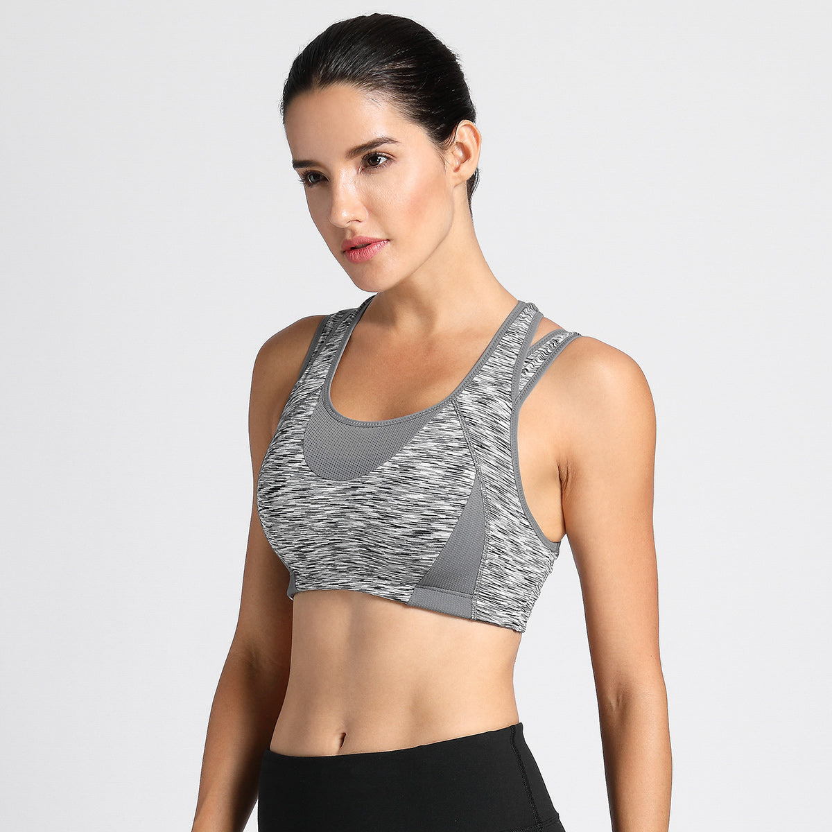 high impact full support wireless running bra all grey 2