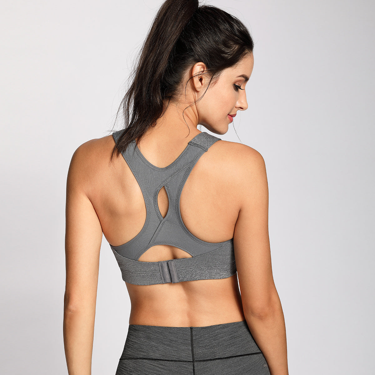 high impact lightly padded wireless active bra all grey 3