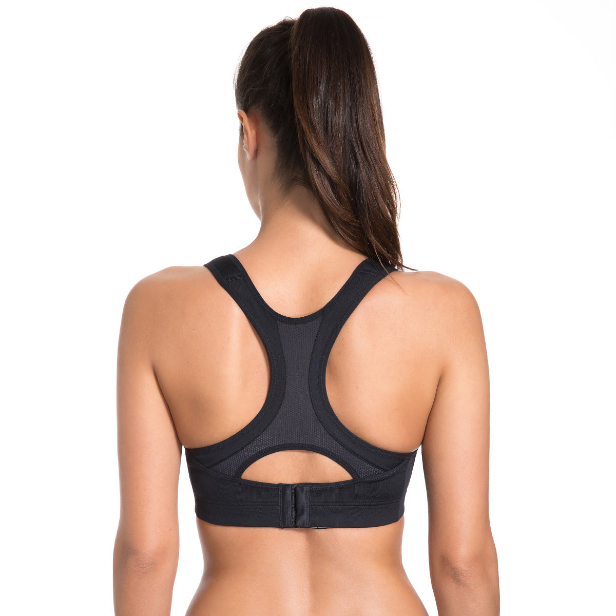 high impact mesh insert wireless running bra all black 3