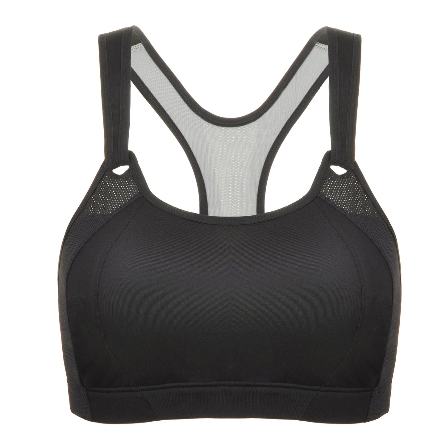 high impact mesh insert wireless running bra all black 4