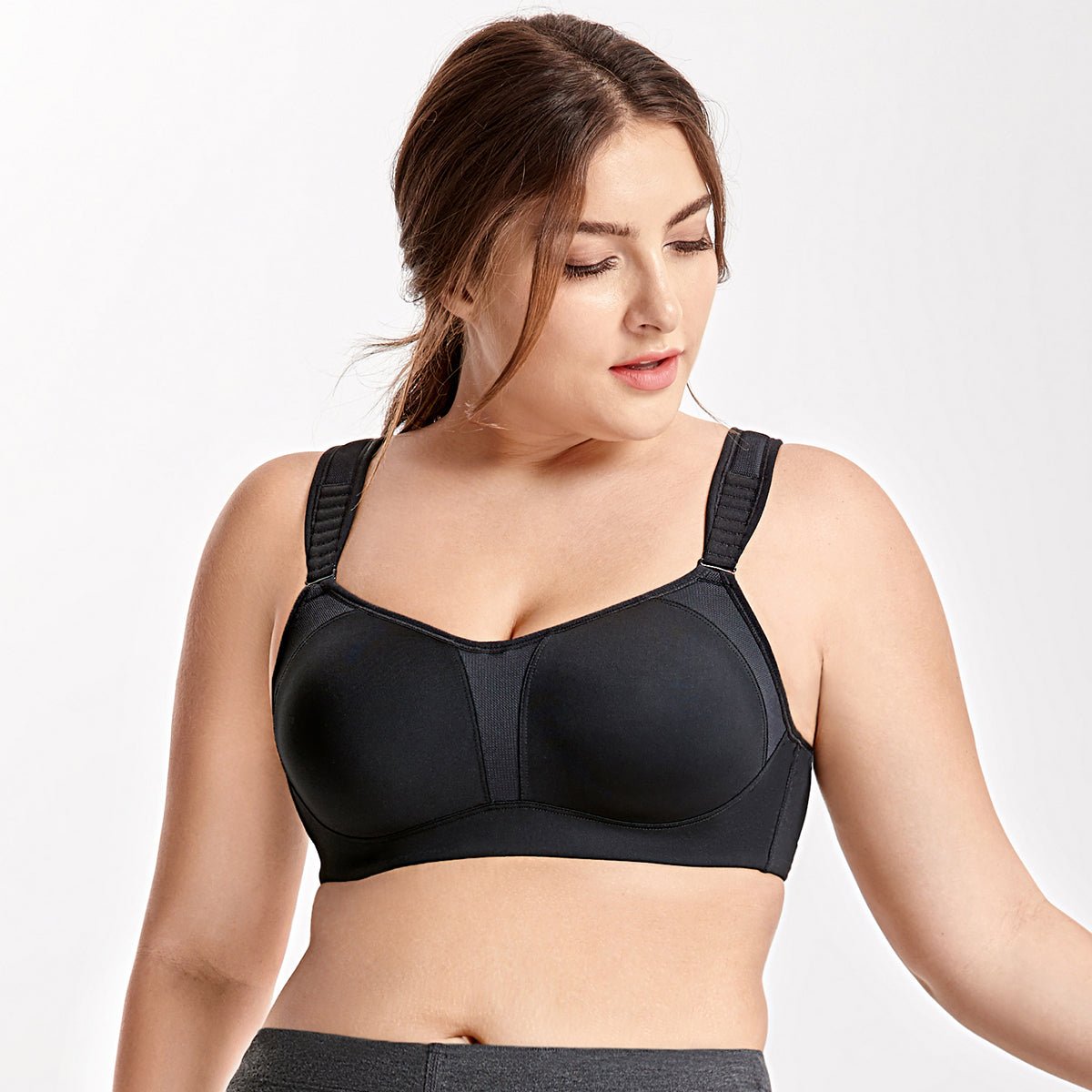 High Impact Underwire Plus Size Sports Bra with Front Adjustable Straps