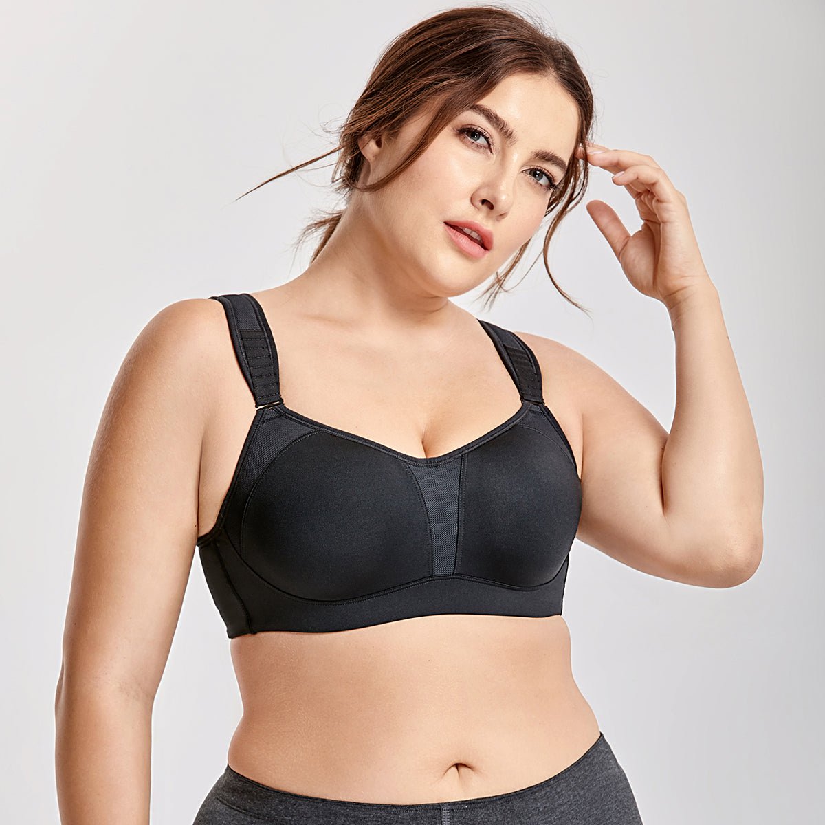 High Impact Underwire Plus Size Sports Bra with Front Adjustable Straps