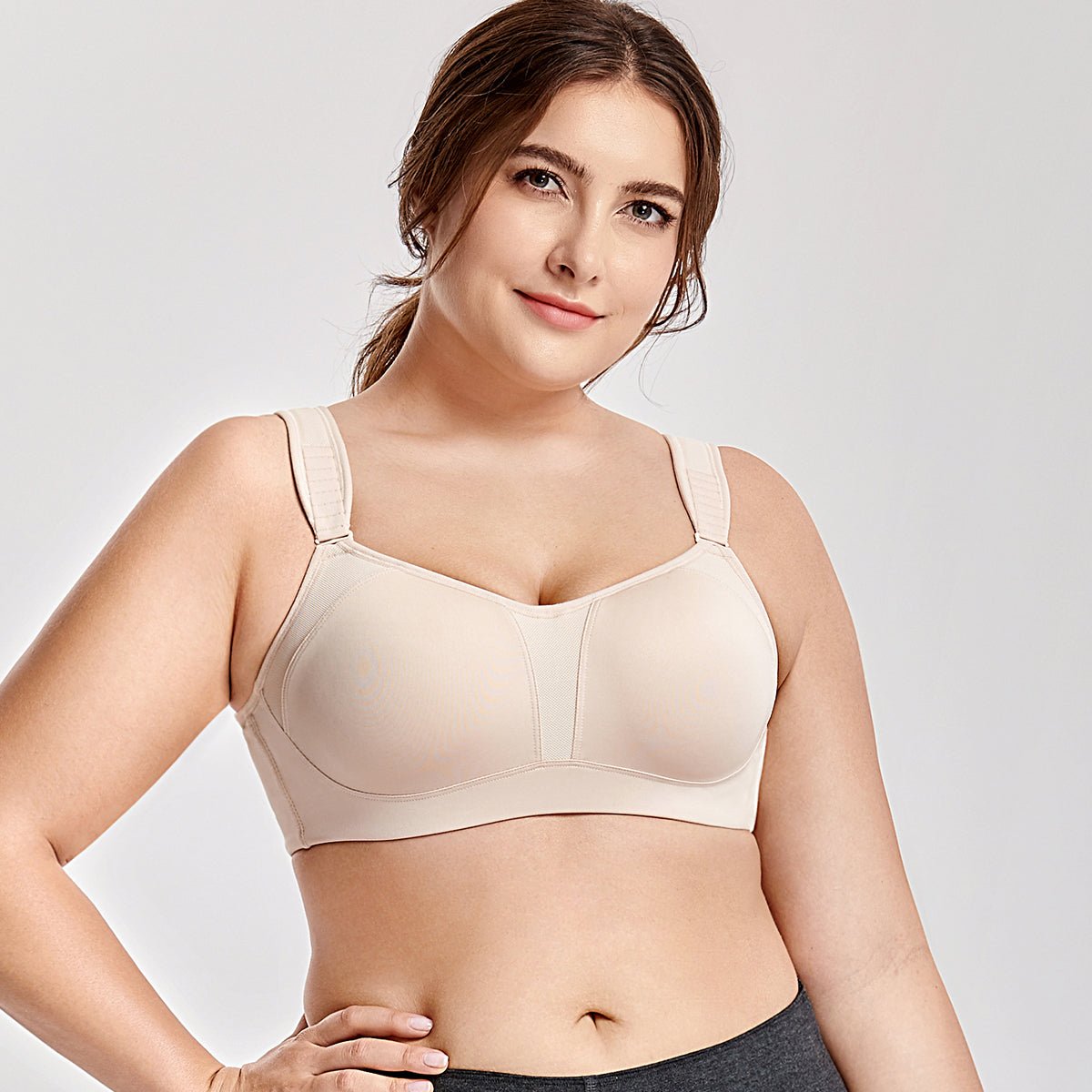 High Impact Underwire Plus Size Sports Bra with Front Adjustable Straps