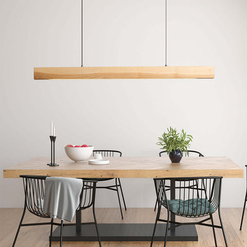 High-Powered Hanging Wooden Beam Pendant Light