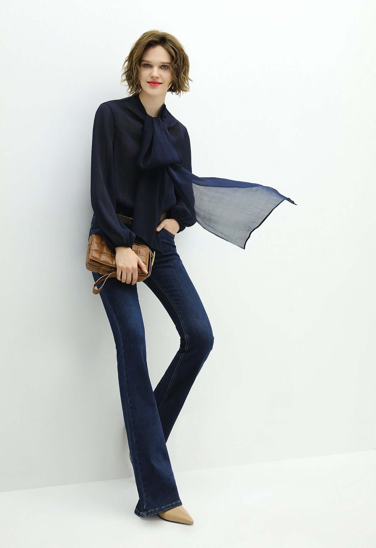 high rise cowgirl navy flared jeans all blue 3