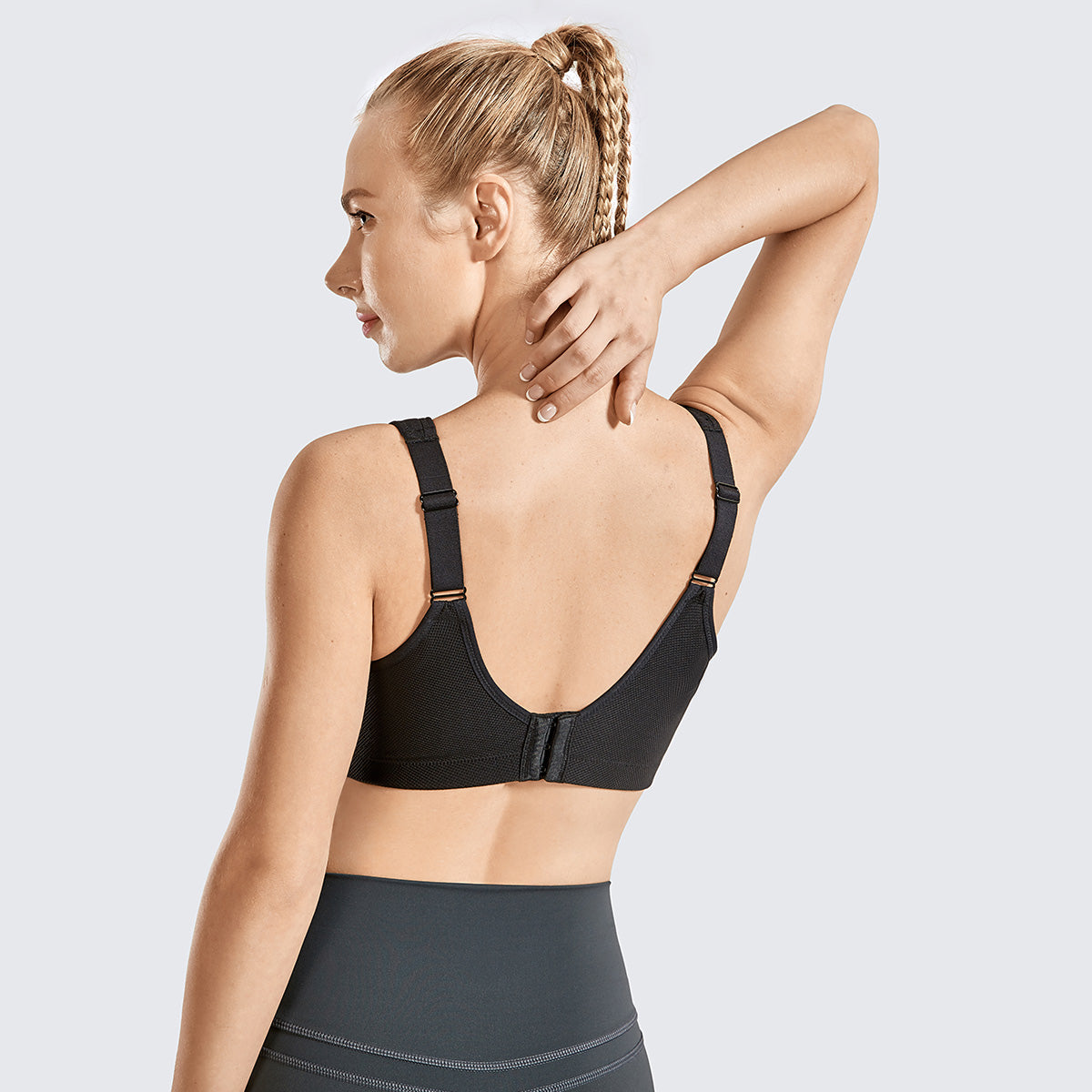 high support bounce control sports bra all black 2