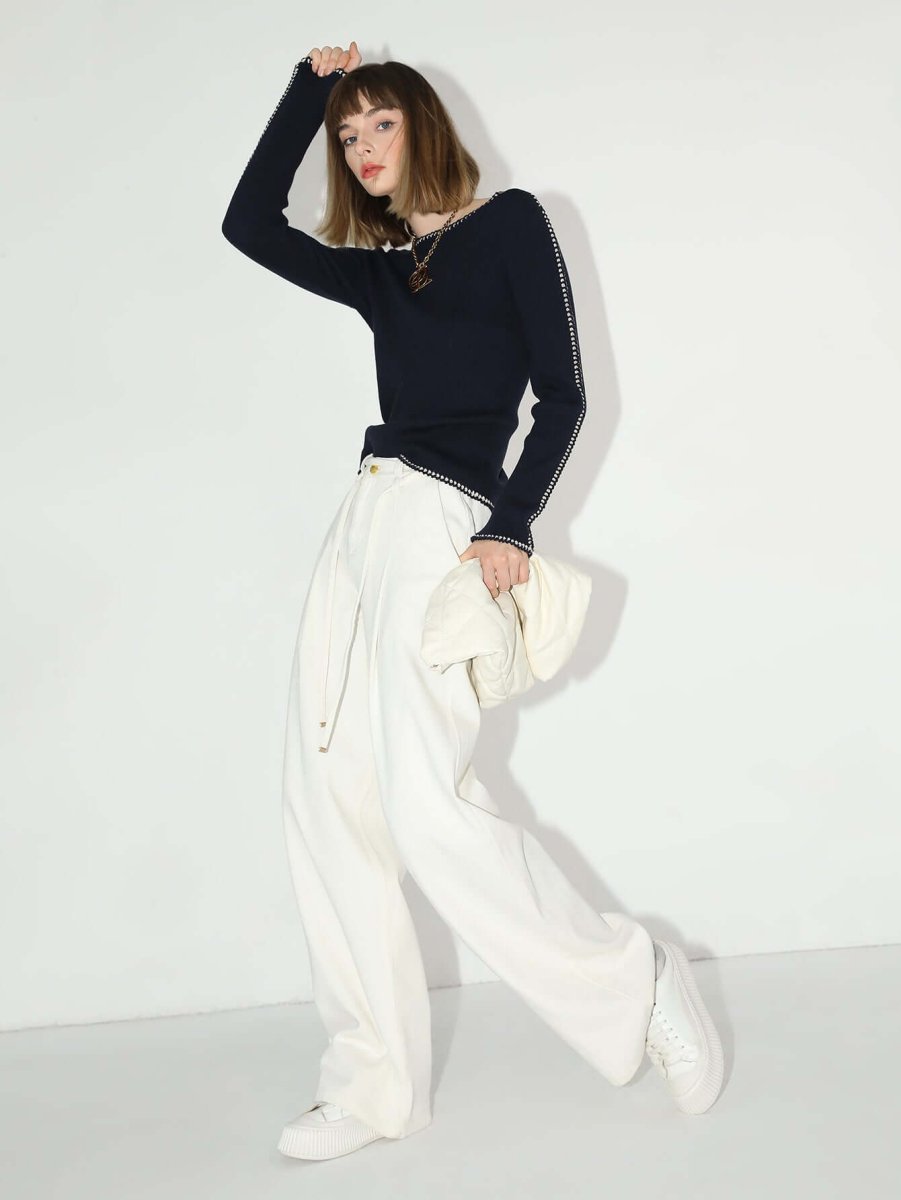 High - Waist White Wide - Leg Jeans - 0cm