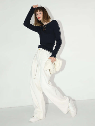 High-Waist White Wide-Leg Jeans