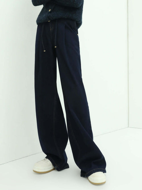 High Waisted Straight Leg Jeans in Navy