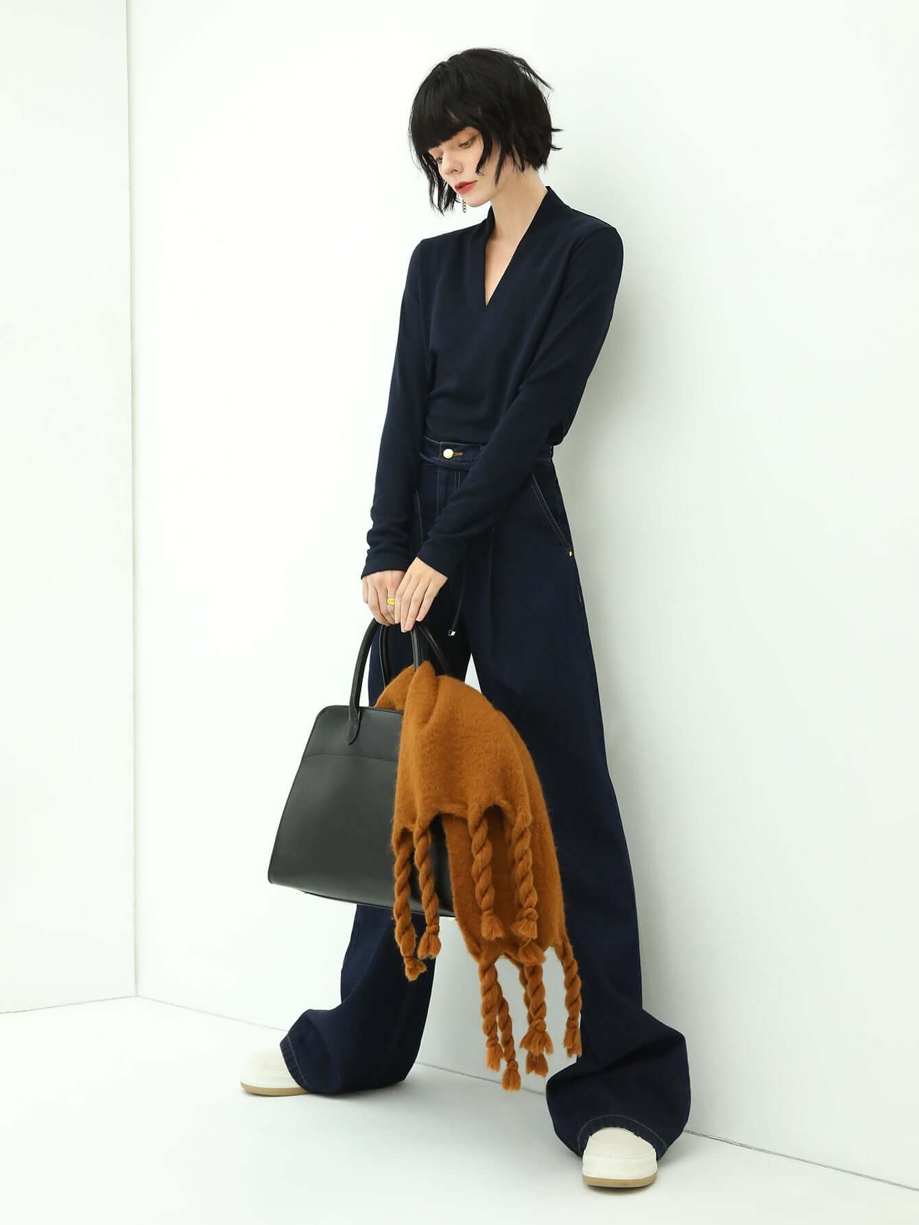 high waisted straight leg jeans in navy all navy 2