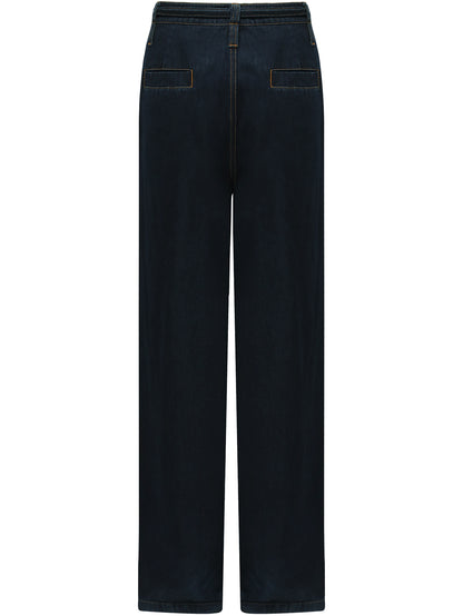High-Waisted Straight Leg Jeans in Navy