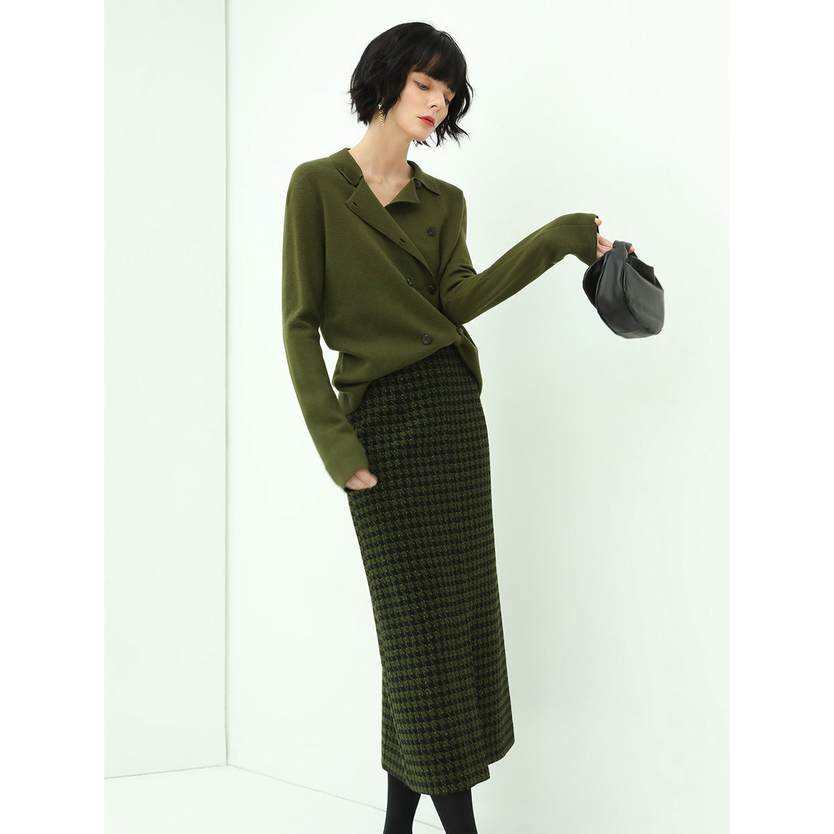 holiday checked green midi skirt all green 2