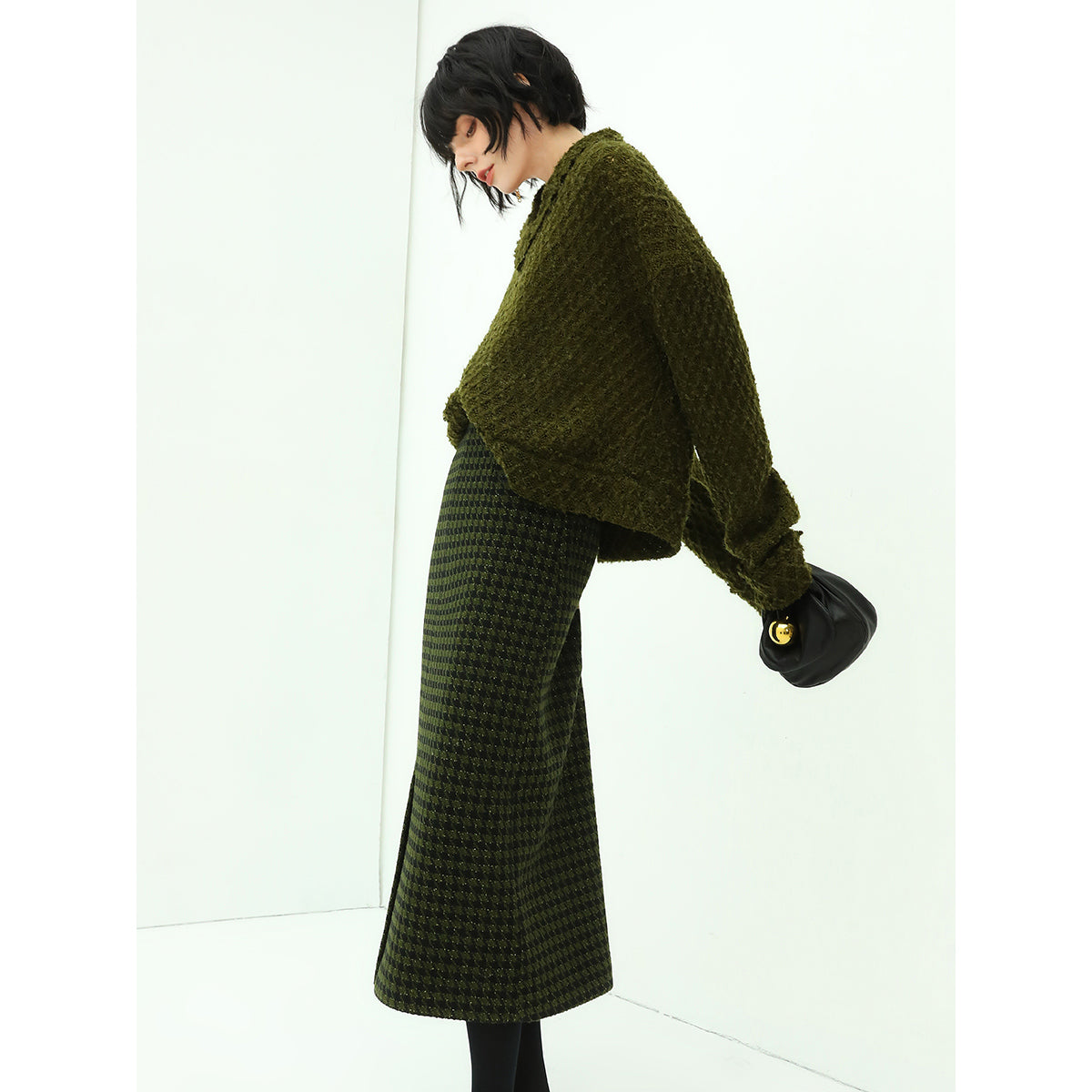 holiday checked green midi skirt all green 3