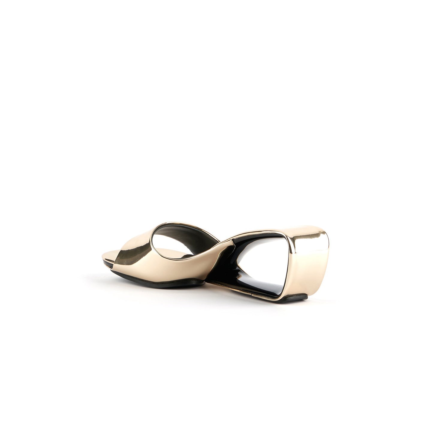 hollow low heel slip on mules all gold 4