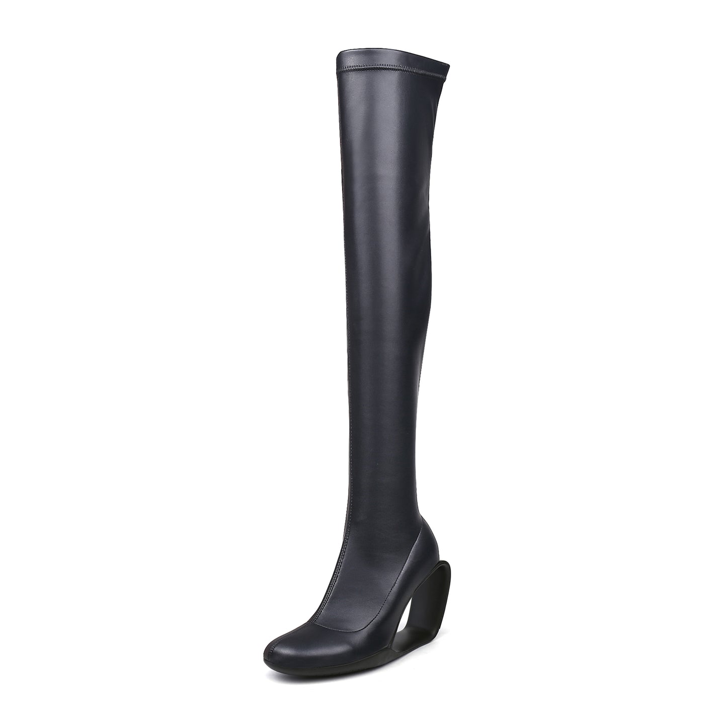 hollow wedge black knee high boots all black 2
