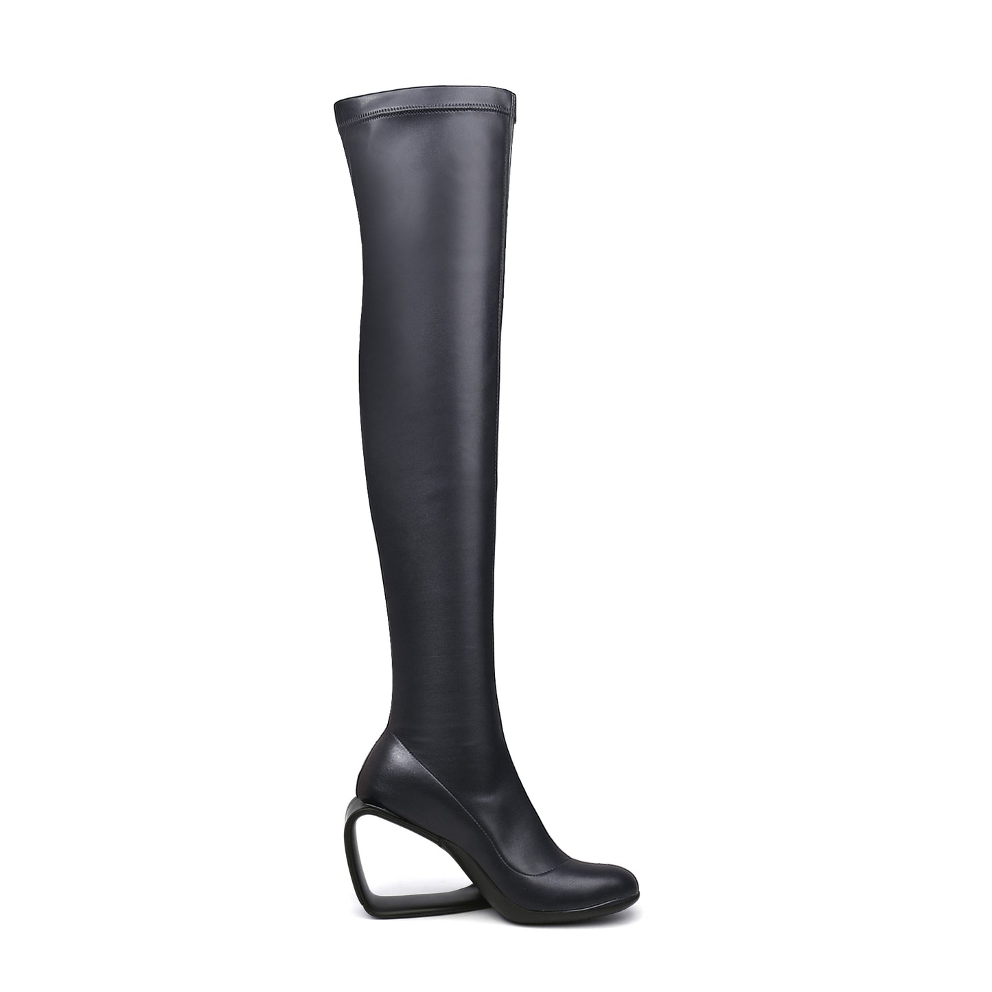 hollow wedge black knee high boots all black 3