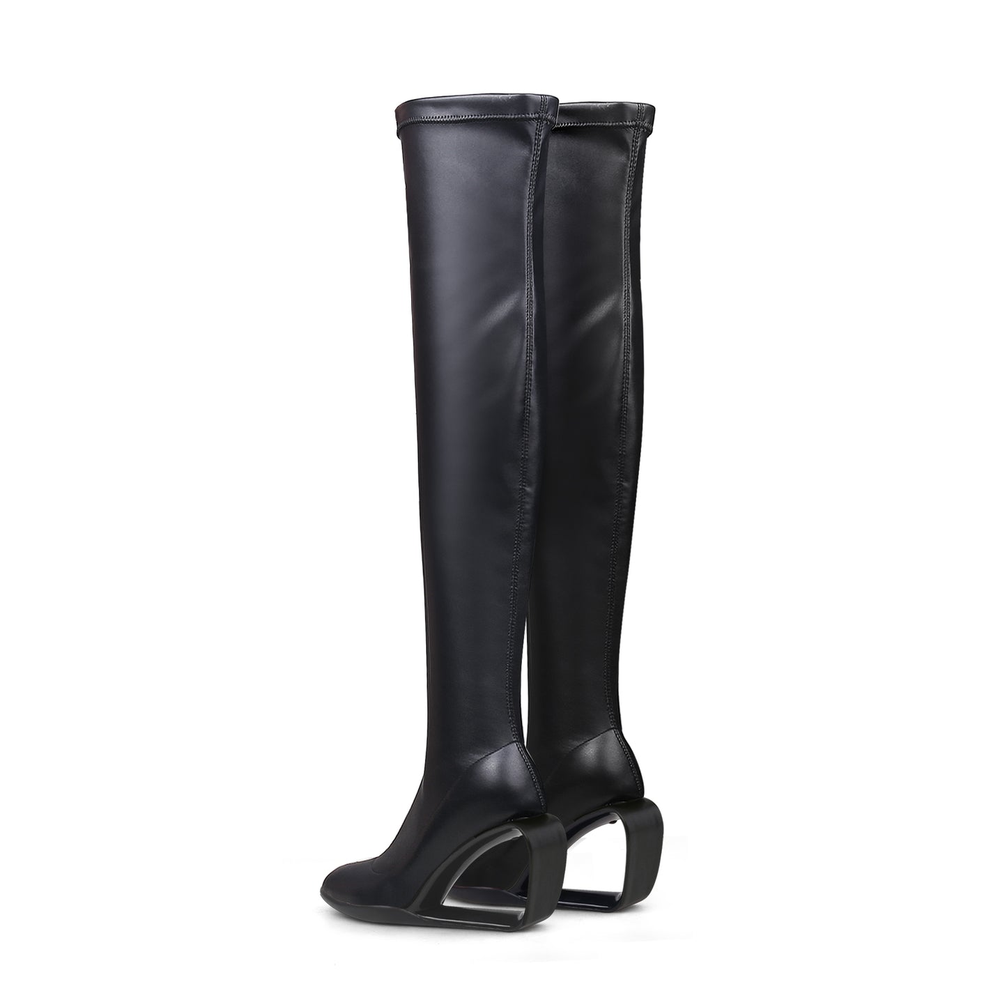 hollow wedge black knee high boots all black 4