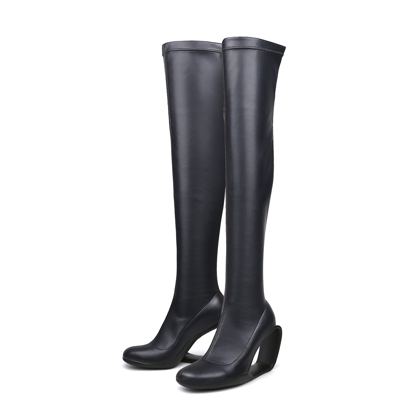 hollow wedge black knee high boots all black 5
