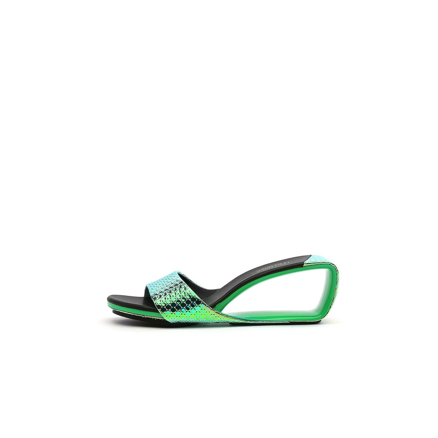 hollow wedge slip on sandals all green 1