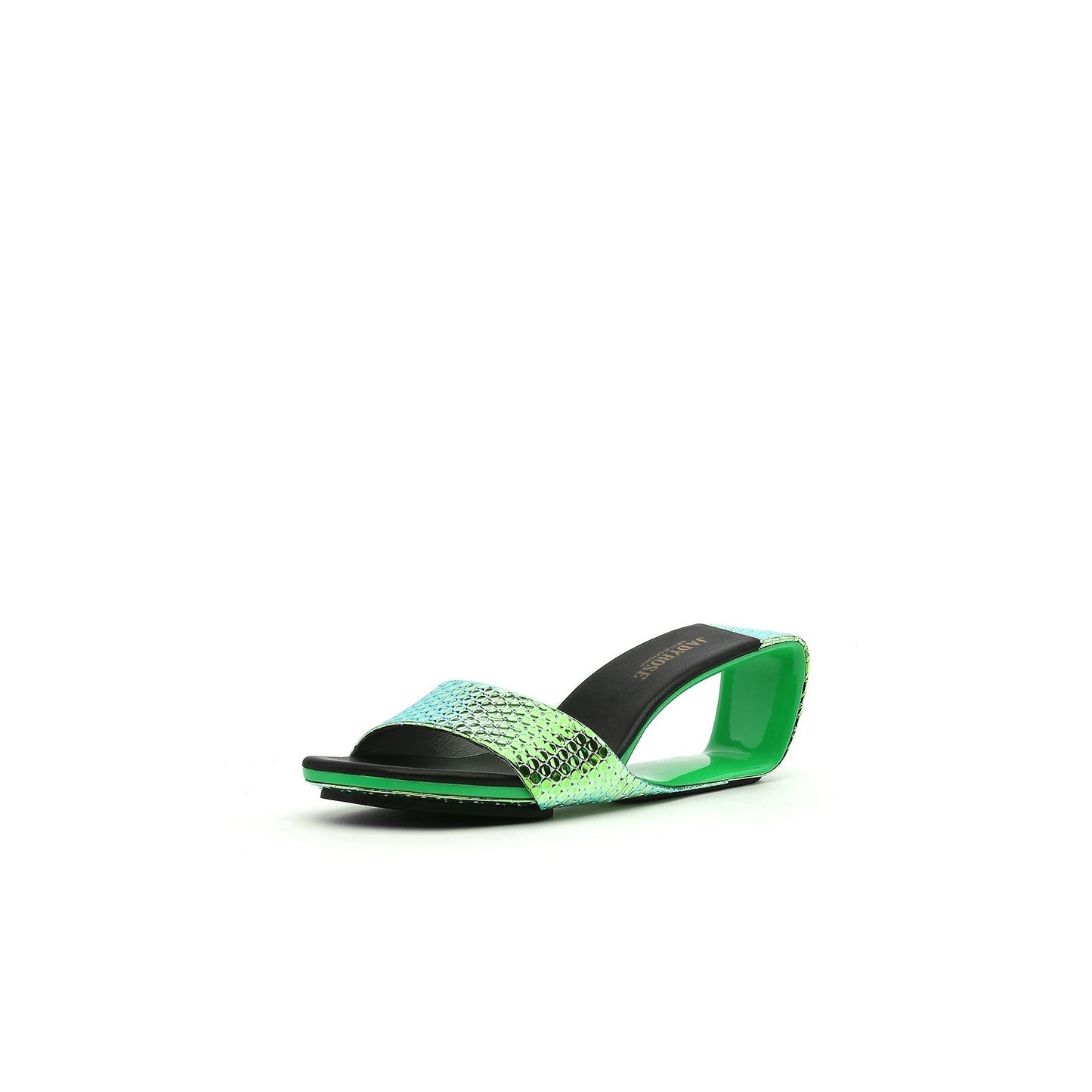 hollow wedge slip on sandals all green 2