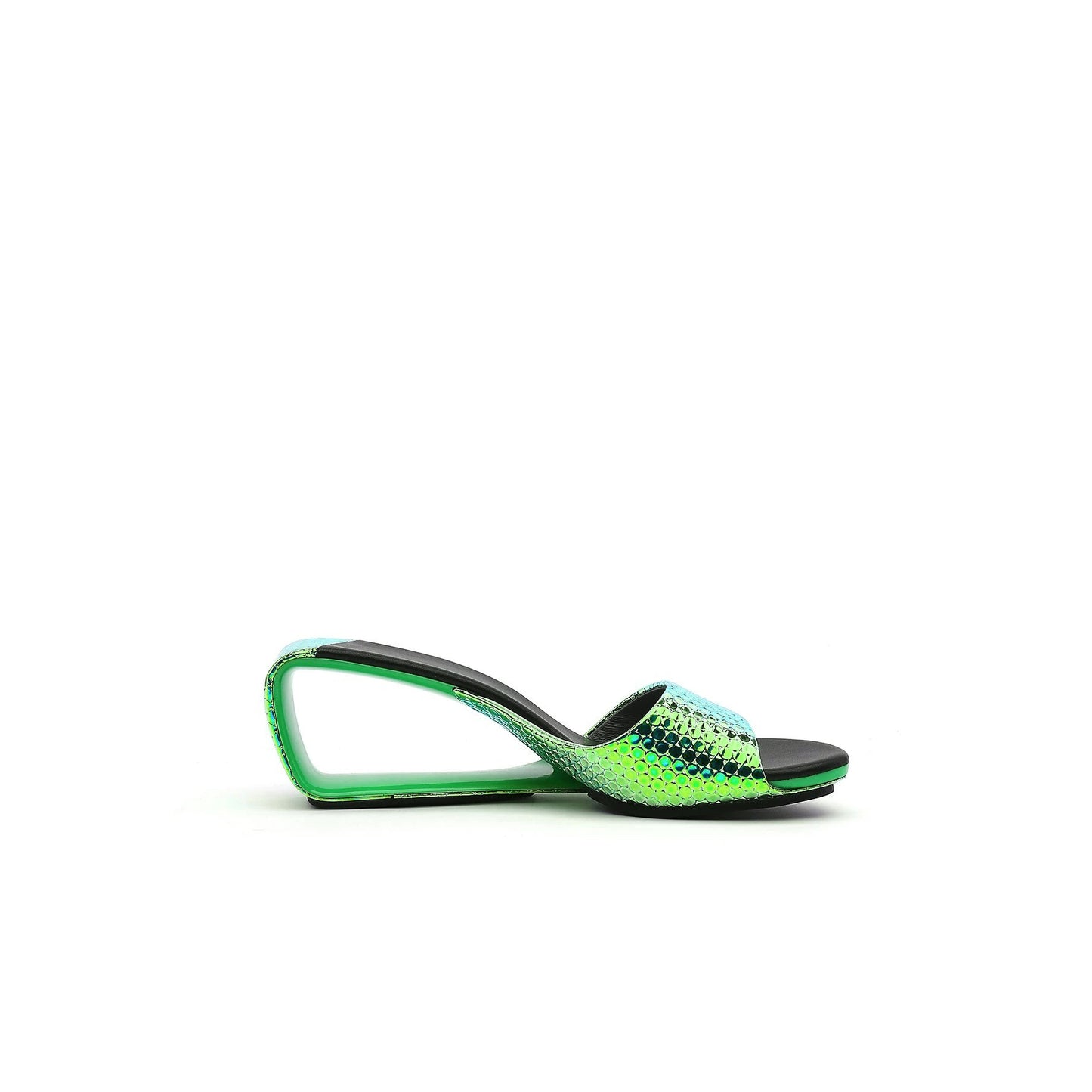 hollow wedge slip on sandals all green 3